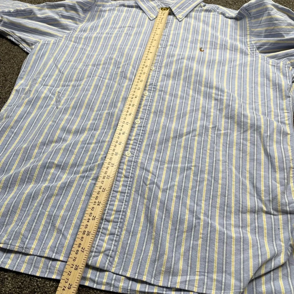 Polo Ralph Lauren Mens XL Classic Fit Striped Oxford Button Down Shirt Blue